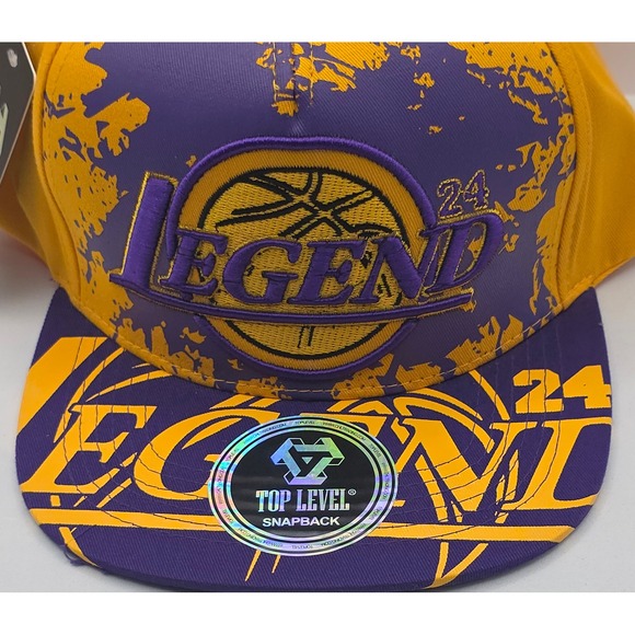 Top Level Los Angeles Lakers Legend 24 Kobe Snapback Hat Cap NBA Purple Splatter - Picture 9 of 12
